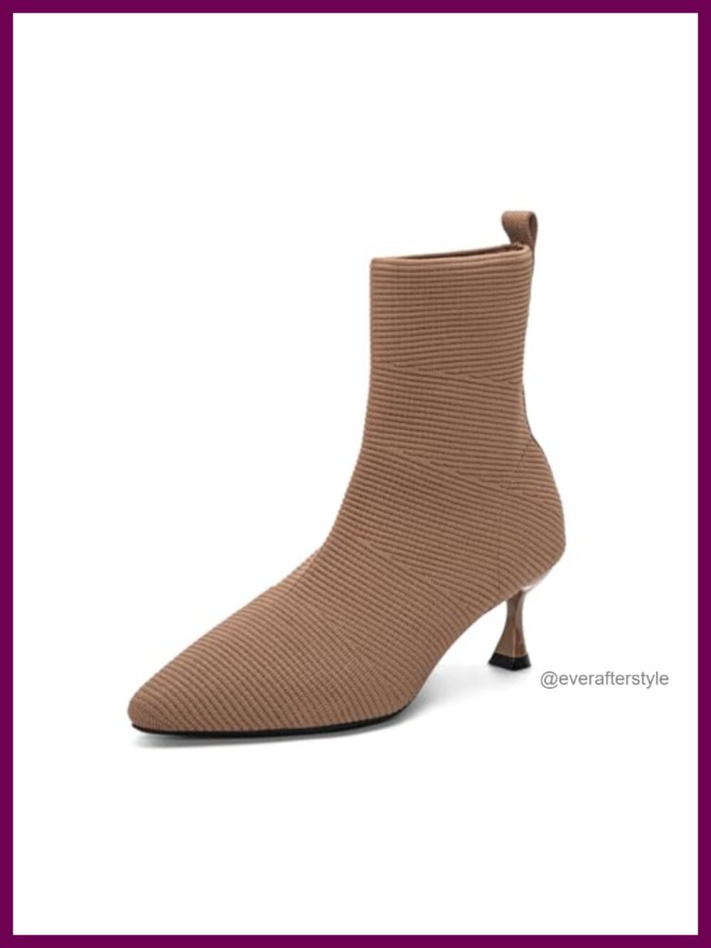 Knit Ankle Booties Pointed Toe Kitten Heel Slip-On Women's Shoes